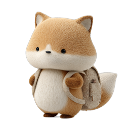Cute Fox with Backpack 3D Character Icon