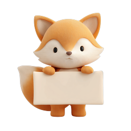 Cute Clay-Style Fox Holding Blank Banner Icon