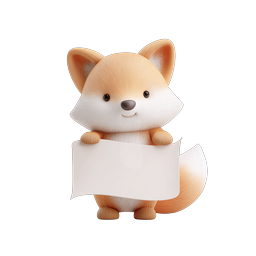 Cute Fox Holding Blank Banner Icon