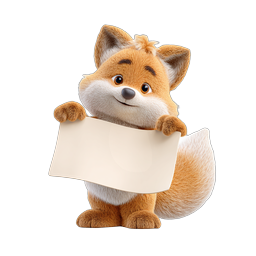 Cute Fox Holding Blank Banner Sign Icon