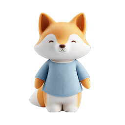 Cute Fox Character 3D Icon - Adorable Animal Mascot