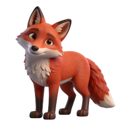 Cute 3D Cartoon Fox Character Icon - Adorable Wildlife