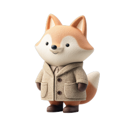 Adorable 3D Fox Character in Knitted Coat - Cute Animal Icon