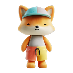 可愛いキツネのキャラクターアイコン - 3D クレイスタイル マスコットデザイン