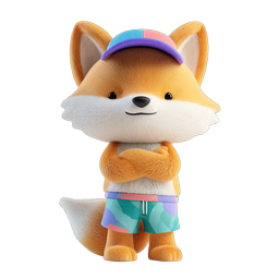 Cute 3D Fox Character Icon - Adorable Animal Mascot