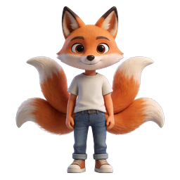 Icône de personnage 3D renard mignon | adorable mascotte de dessin animé