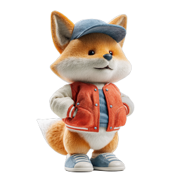Cute Fox Character 3D Icon - Adorable Animal Mascot