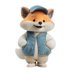Cute 3D Fox Character with Cap and Jacket
