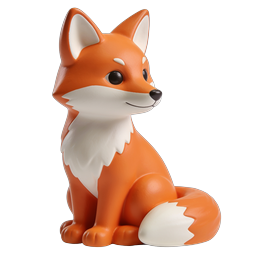 Cute Clay Fox 3D Icon - Adorable Wildlife Character