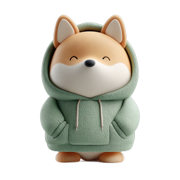 Cute Fox in Green Hoodie - Adorable 3D Animal Icon