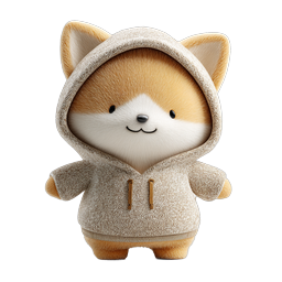 Cute Fox in Hoodie 3D Icon - Adorable Animal Character