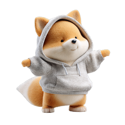 Cute Fox in Hoodie 3D Character Icon