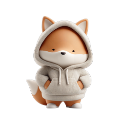 Cute 3D Fox in Hoodie - Adorable Animal Mascot Icon