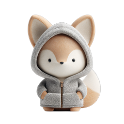 Cute Fox in Hoodie - Adorable 3D Character Icon