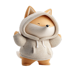 Adorable Cute Fox in Knitted Hoodie Character Icon