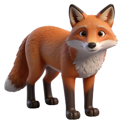 Cute 3D Red Fox Icon - Wildlife Animal Illustration
