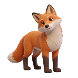 Cute Red Fox Icon - 3D Rendered Wildlife Illustration