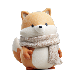 Adorable Fox with Knitted Scarf Winter Icon