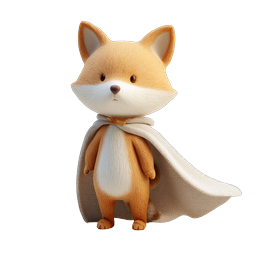Adorable 3D Cartoon Fox Superhero Character Icon
