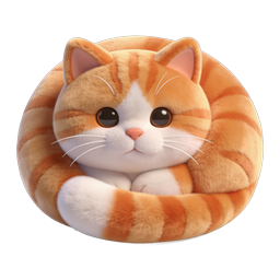 Cute Ginger Kitten Icon - Adorable 3D Cat Illustration