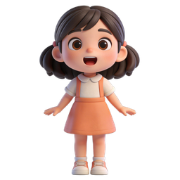 Adorable Cute Girl Icon for Educational Purposes