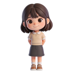 Cute Girl Icon for Children's Apps and Educational Content