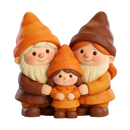Cute Gnome Family 3D Icon - Whimsical Folk Character