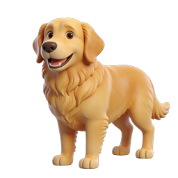 Cute 3D Golden Dog Icon | Cartoon Pet Illustration