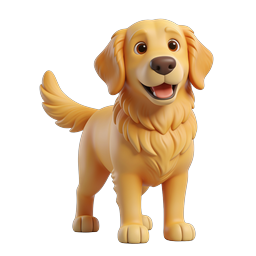 Cute Golden Dog 3D Illustration - Adorable Cartoon Pet Icon