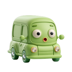 Icona auto di argilla verde carina - Adorabile veicolo 3D