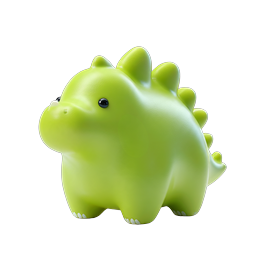Süßes grünes Dinosaurier-Spielzeug-Icon - 3D-Knetstil