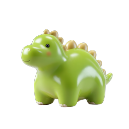 Cute Green Dinosaur Icon - Adorable 3D Clay Style