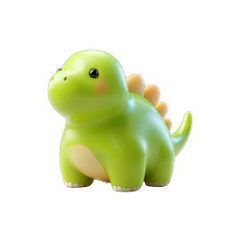 Süßes grünes Dinosaurier-Icon - Niedlicher 3D-Knetstil