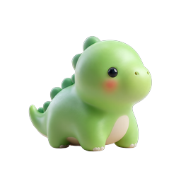 Cute Green Cartoon Dinosaur 3D Icon - Clay Style