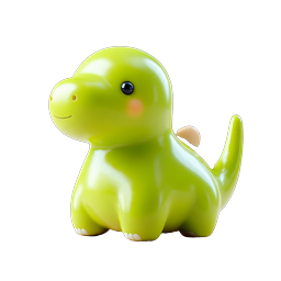 Cute Green Dinosaur Icon - Adorable 3D Clay Style