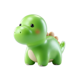 Süßes grünes Dinosaurier 3D-Icon im Clay-Stil
