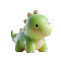 Cute Green Dinosaur Toy Icon - Adorable 3D Cartoon Character