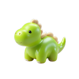 Cute Green Dinosaur Toy 3D Clay Icon
