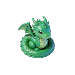 Cute Green Dragon 3D Icon - Fantasy Game Mascot