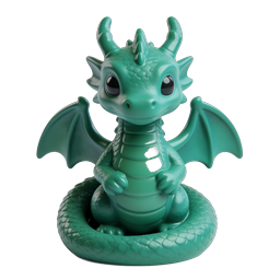 Cute Green Dragon Clay 3D Icon | Fantasy Creature