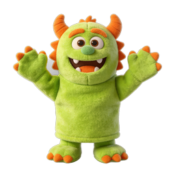 Cute Green Monster Plush Character Icon - Friendly Cartoon Mascot