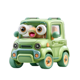 Icône de personnage SUV vert mignon - Style argile 3D adorable
