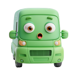 Cute Green Truck Character - 3D Cartoon Vehicle Icon