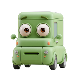 Cute Green Truck Character - 3D Cartoon Icon