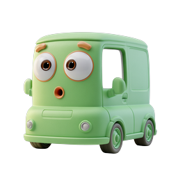 Cute Green Van Character 3D Icon - Cartoon Delivery Vehicle