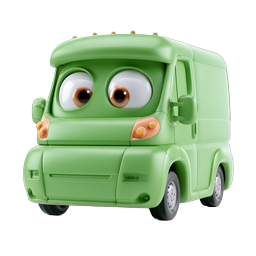 Cute Green Cartoon Van Icon - 3D Clay Style Vehicle
