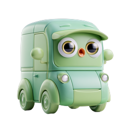 Cute Green Van Icon - 3D Clay Style Vehicle Character