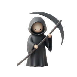 Icône 3D la Faucheuse mignonne - personnage d'Halloween effrayant