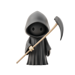 Icona 3D di un simpatico Tristo Mietitore - Personaggio spaventoso di Halloween