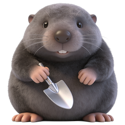 Süßes 3D-Hamster-Icon mit Gartelschaufel